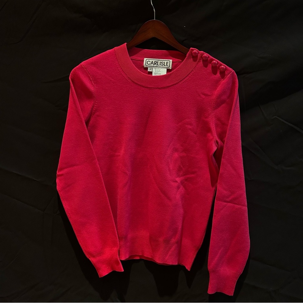 C - Carlisle Women's Vibrant Pink Sweater with Button Accents